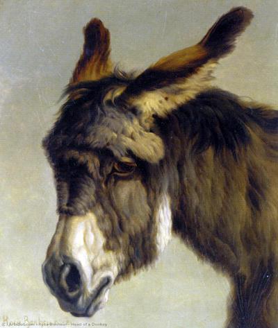 Rosa bonheur (1822-1899) - Tête d'âne - 
Huile sur toile, 35,7 x 25,5 cm