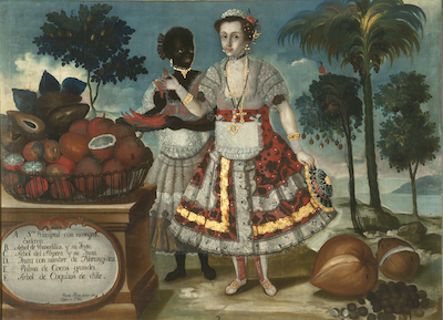 Portrait d'une dame avec son esclave noire par Vicente Alban